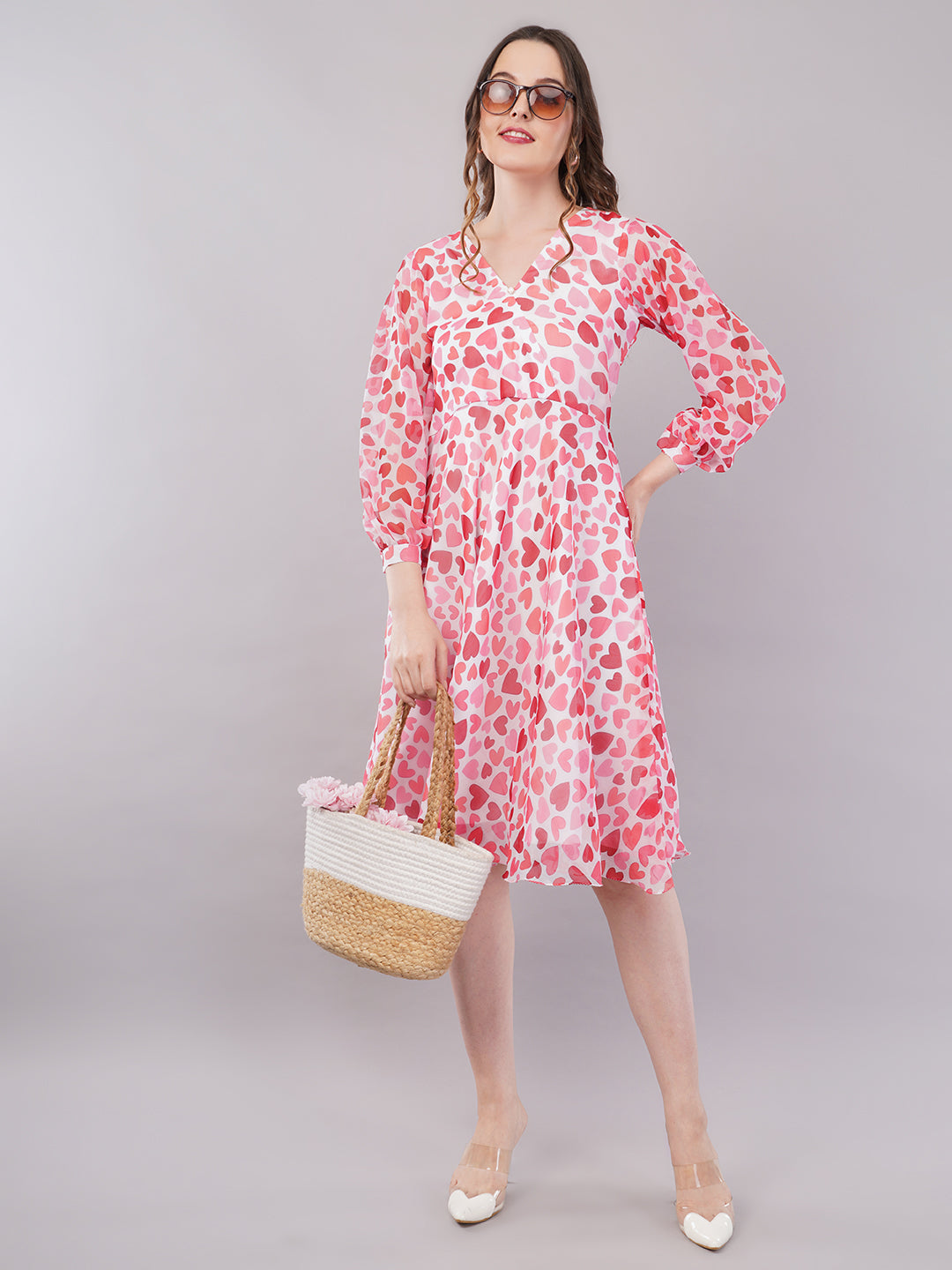 Heart print midi dress – Mishy