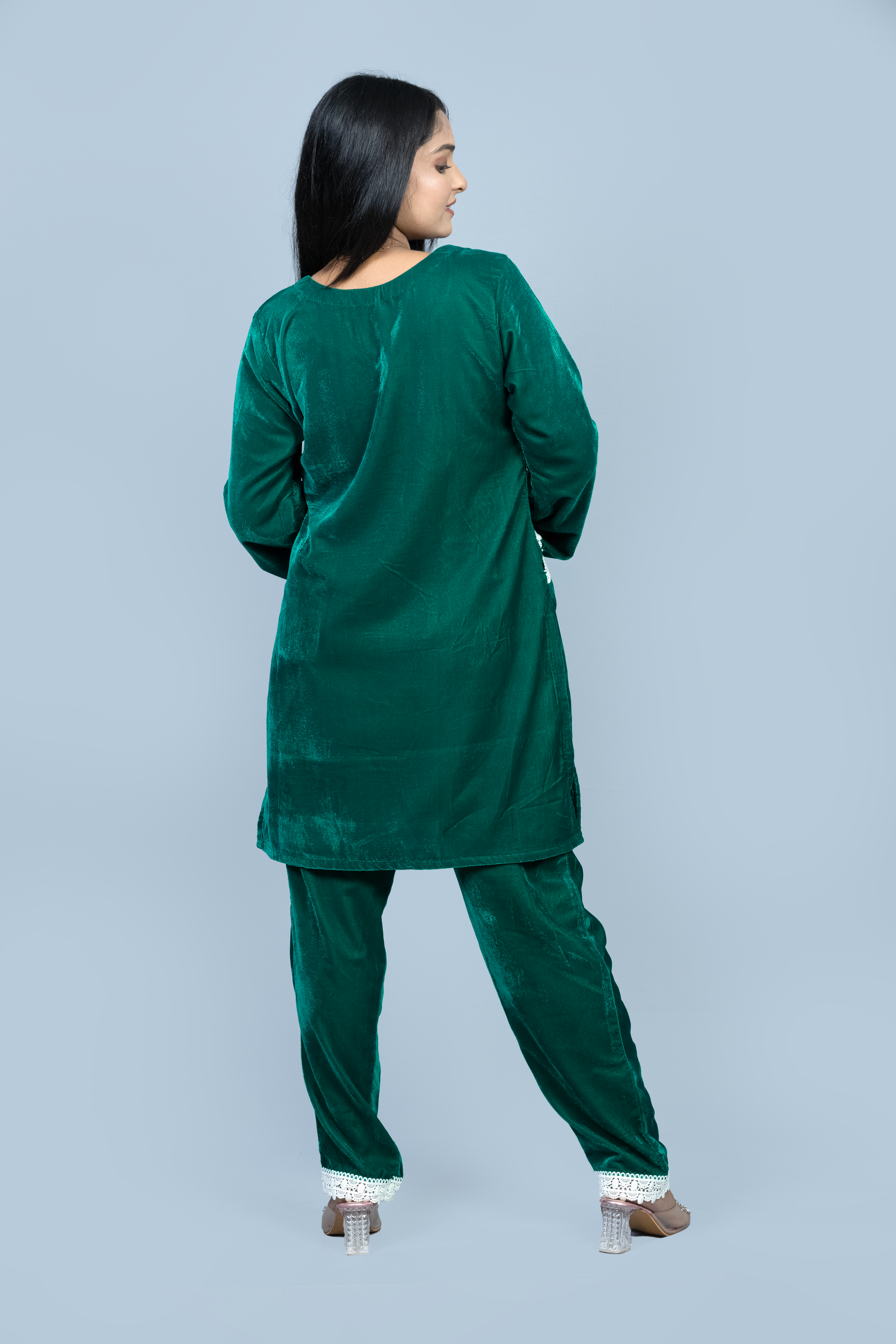 Teal Green Velvet Co ord set