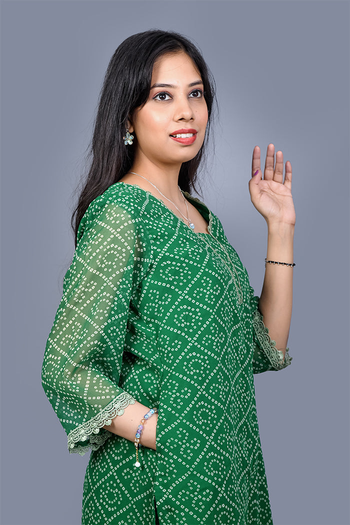 Green kurti set