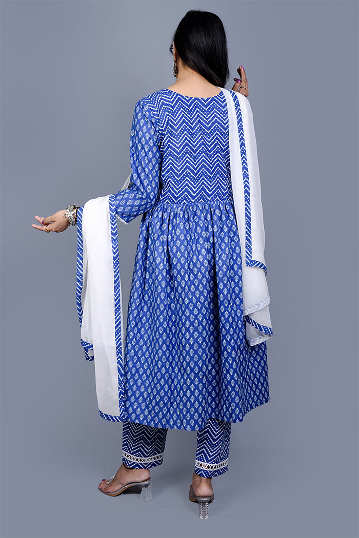Blue A line kurti set