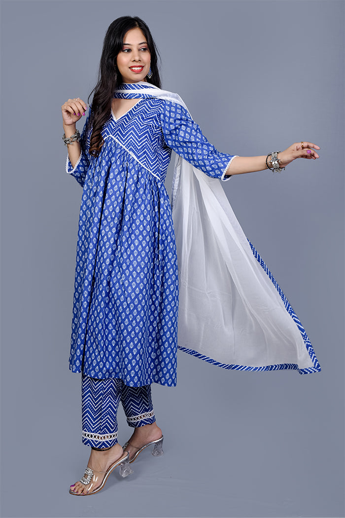 Blue A line kurti set