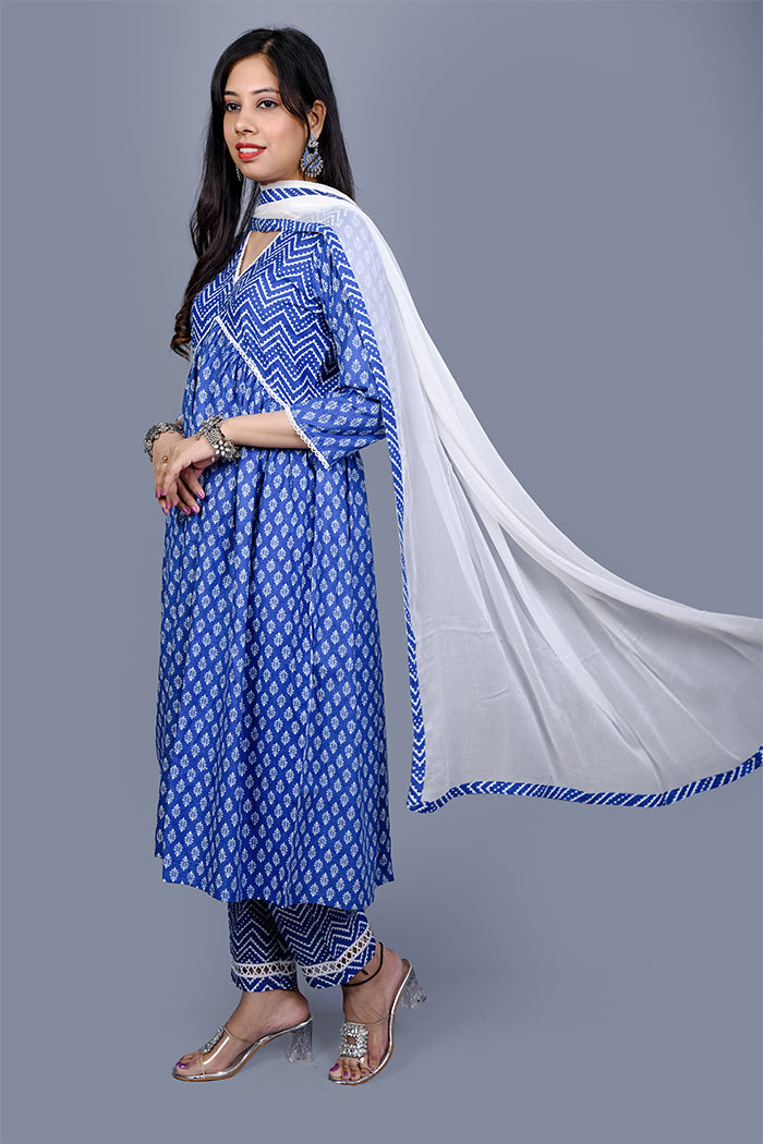 Blue A line kurti set