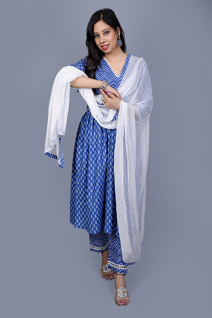 Blue A line kurti set