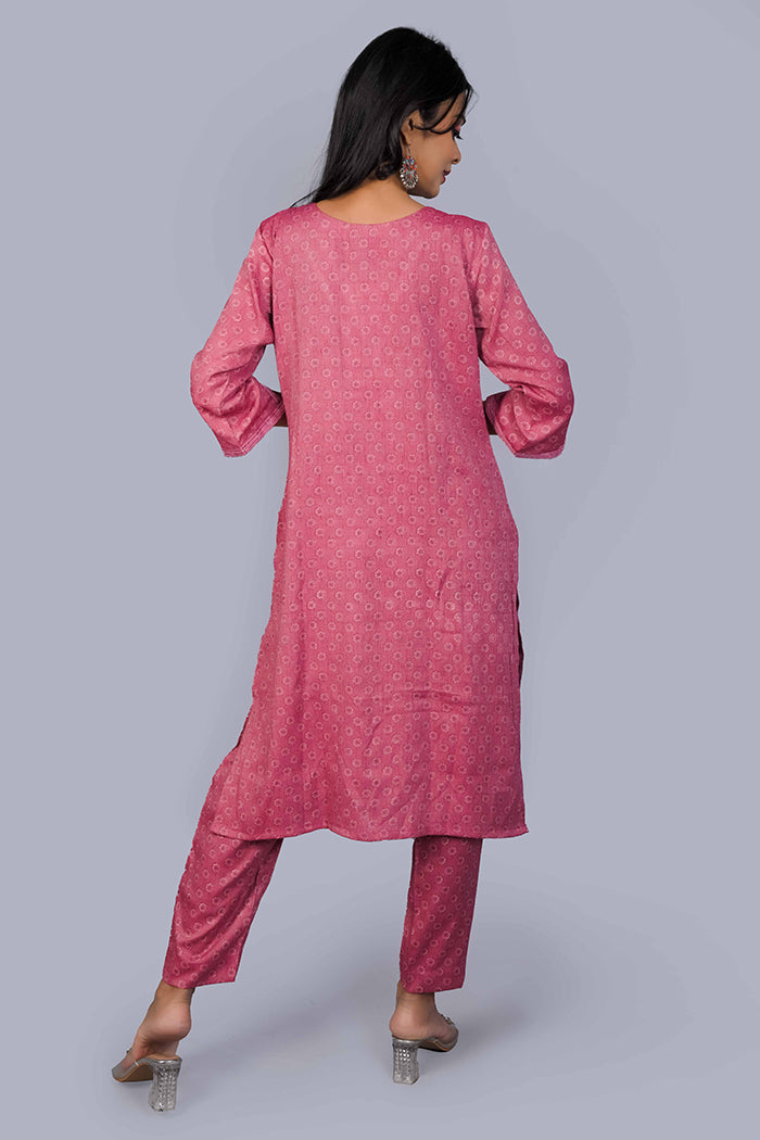 Anti wrinkle peach kurta set