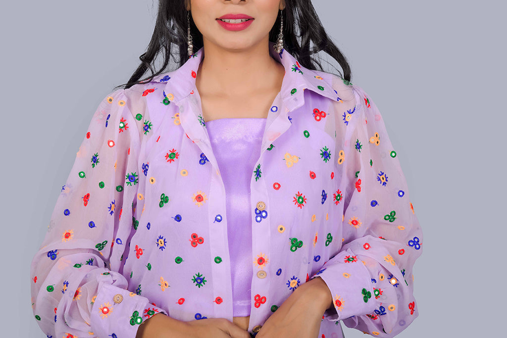 Lilac shirt with top & trouser