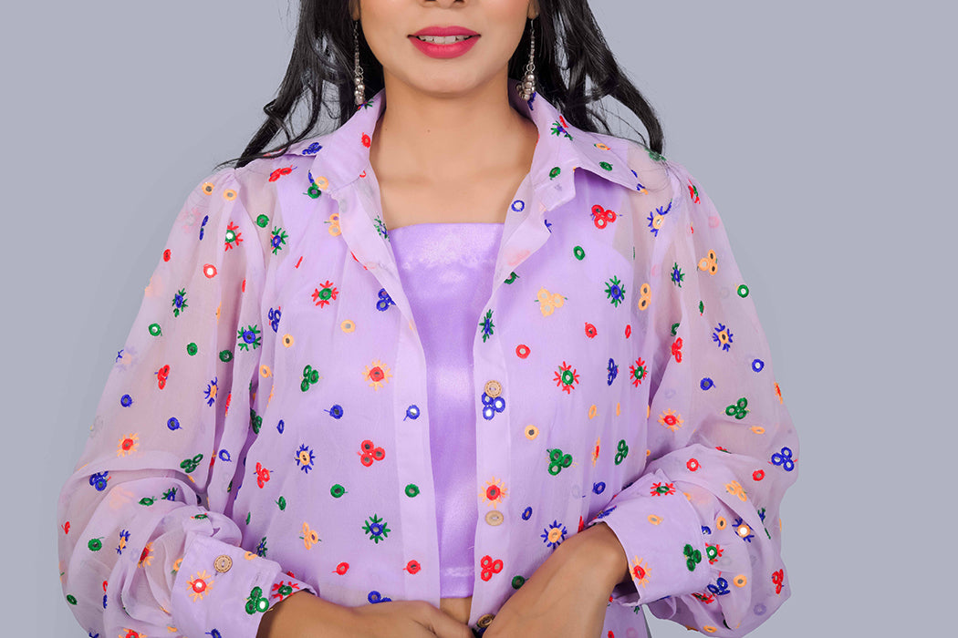 Lilac shirt with top & trouser