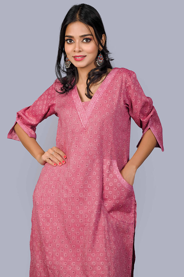 Anti wrinkle peach kurta set