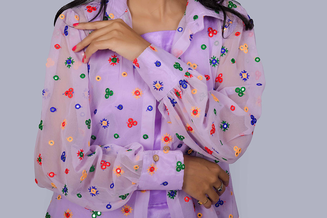 Lilac shirt with top & trouser