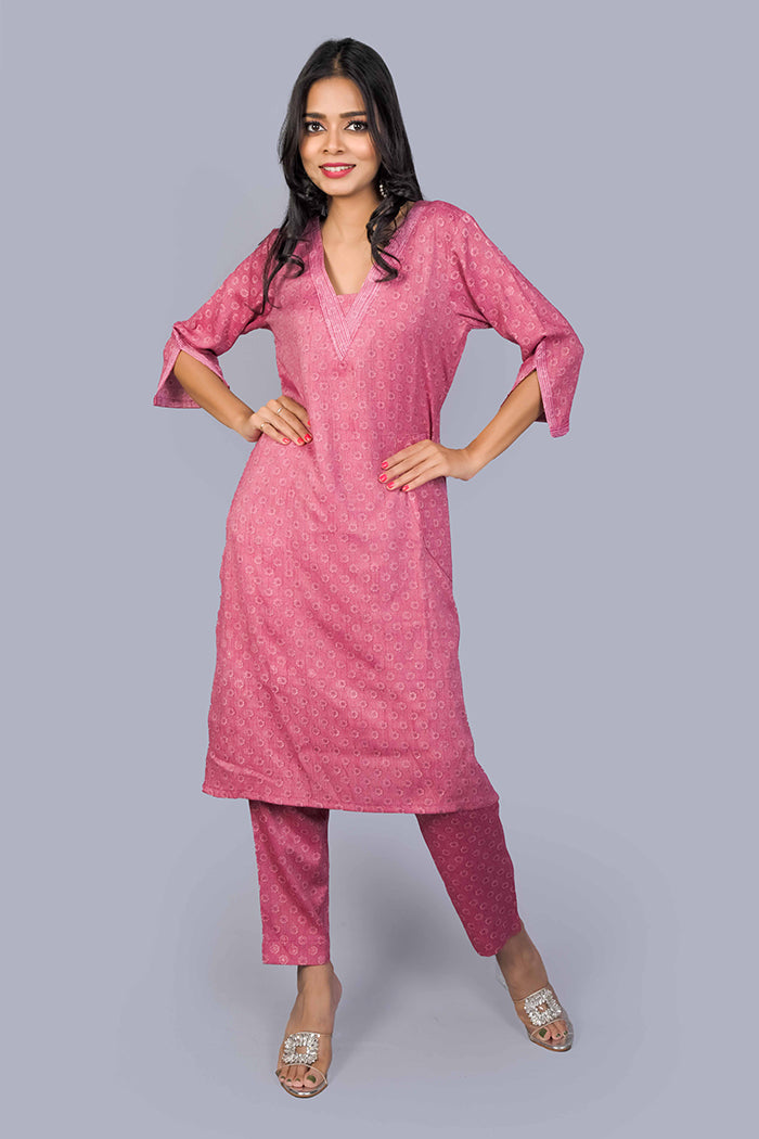Anti wrinkle peach kurta set