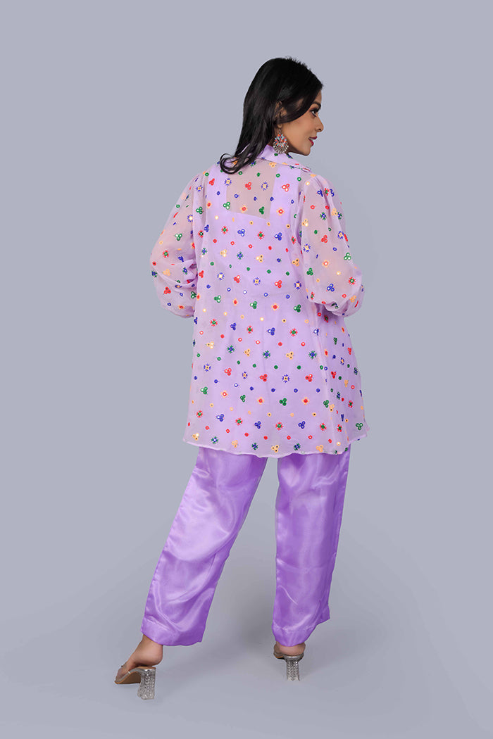Lilac shirt with top & trouser