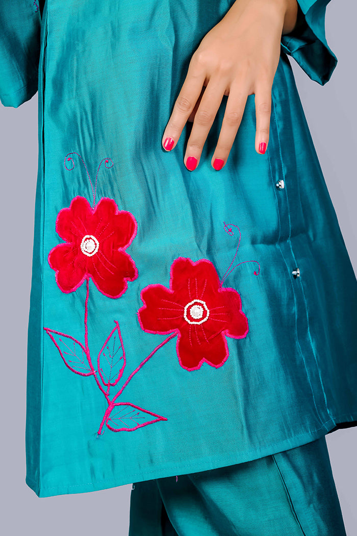 Silk  Patch work Co ord set