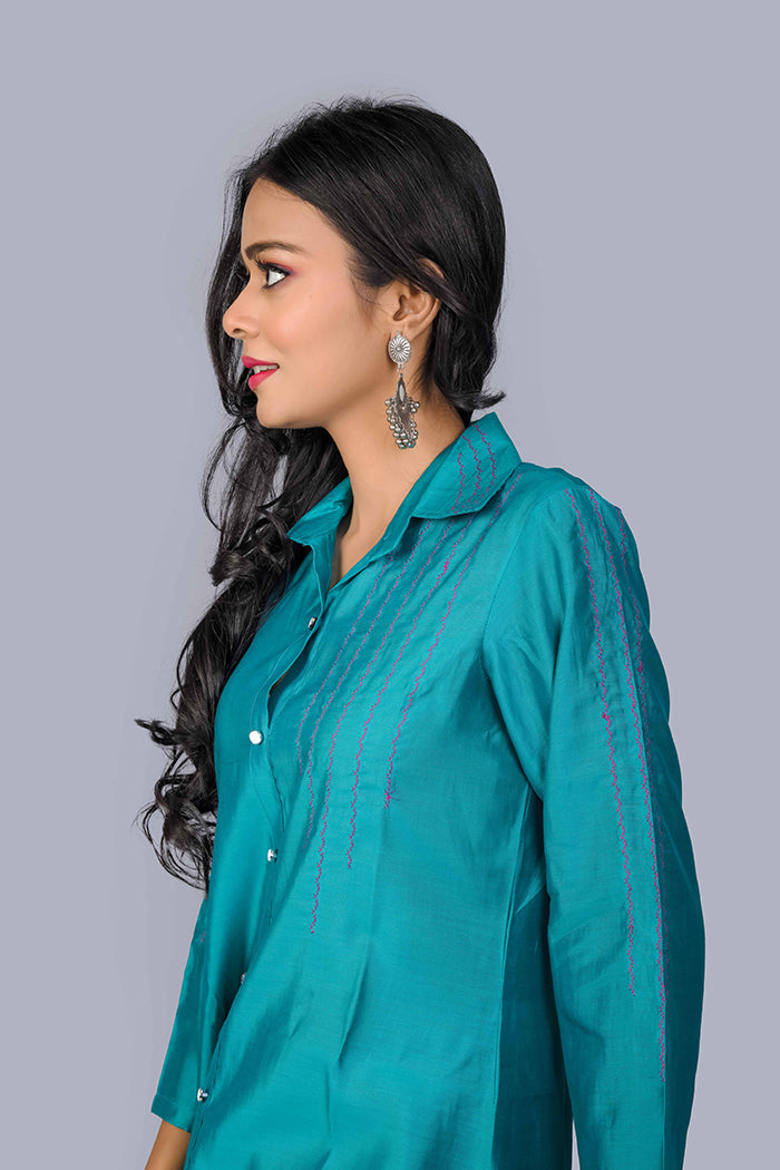 Silk  Patch work Co ord set