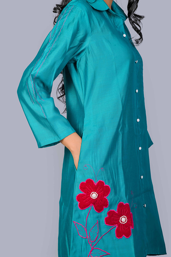 Silk  Patch work Co ord set
