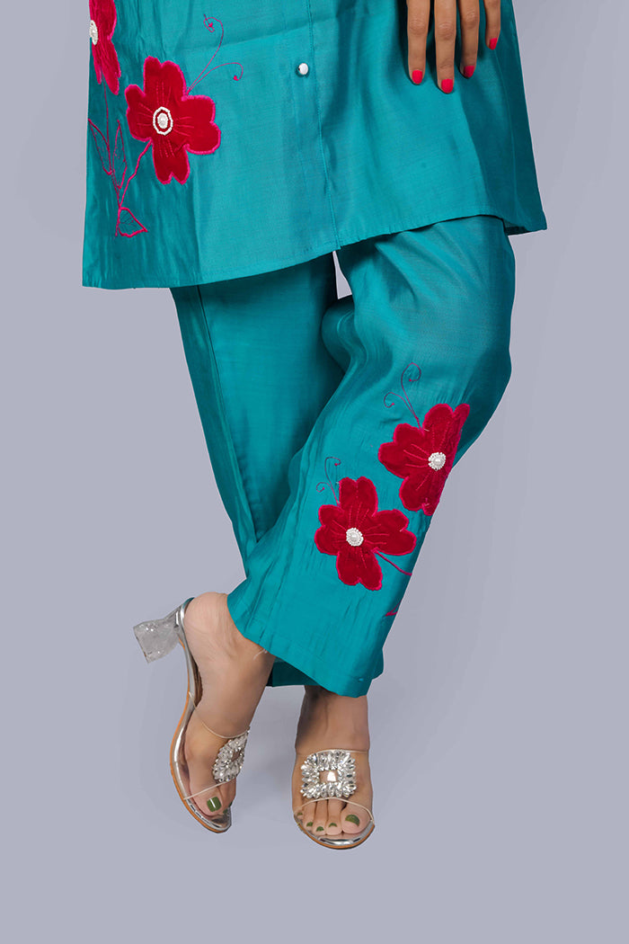 Silk  Patch work Co ord set