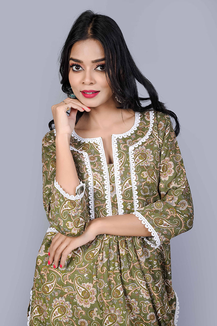 Green long kurta