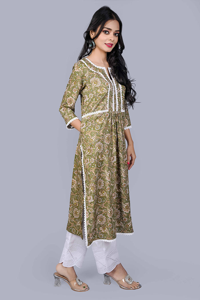 Green long kurta
