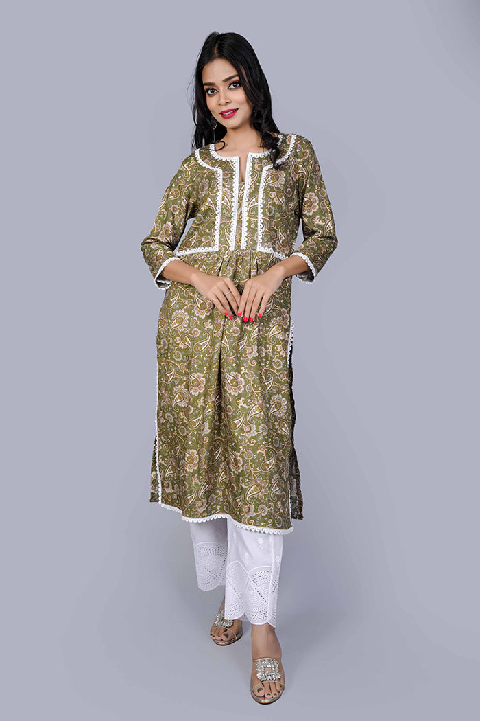 Green long kurta
