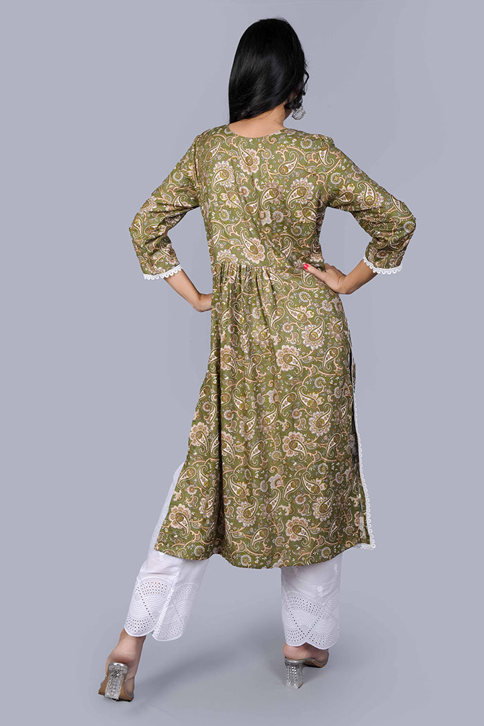 Green long kurta
