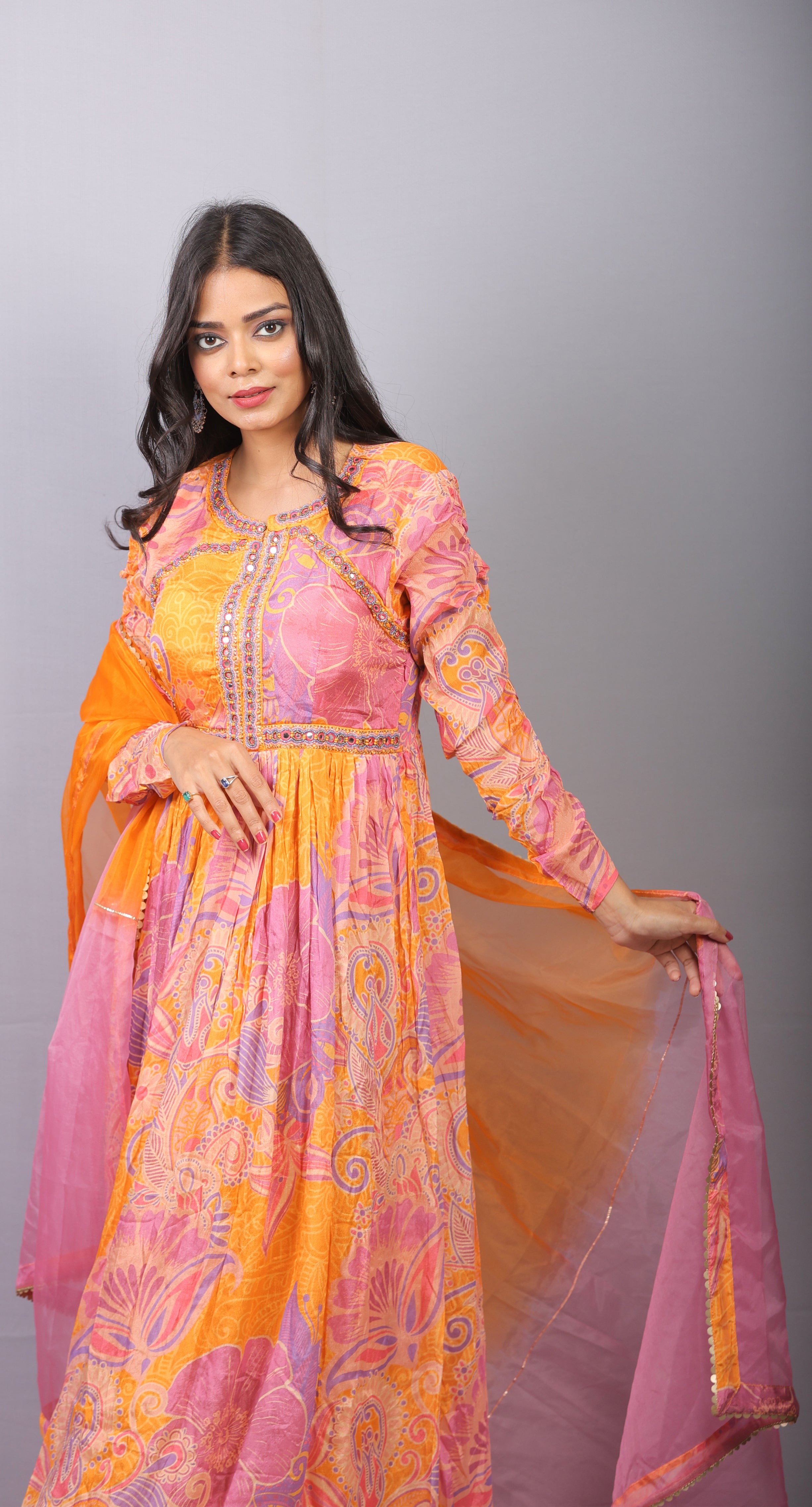 Mishy Premium Anarkali chiffon embroidery set