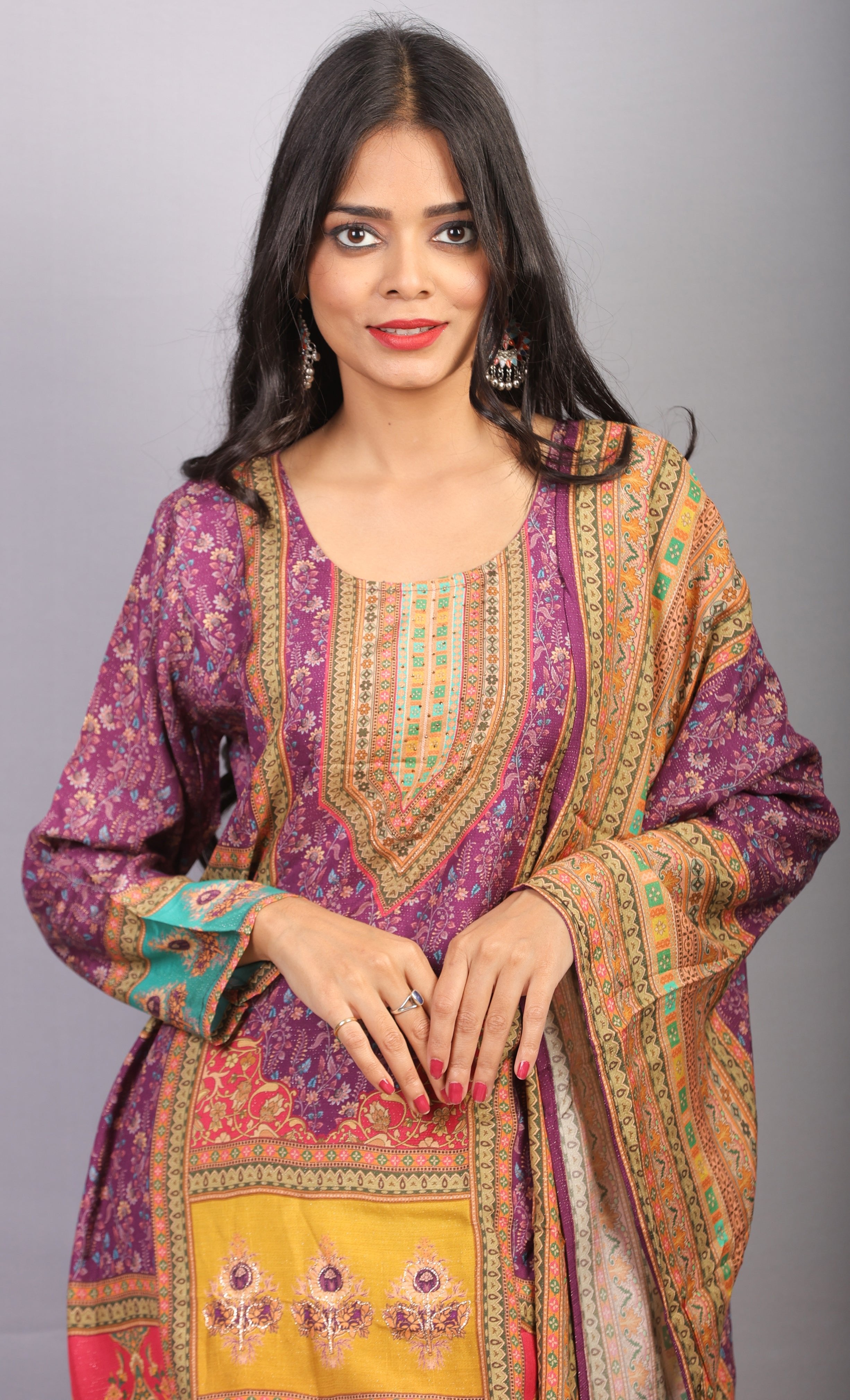 Mishy PURPLE kurti set with PREMIUM PRINT
