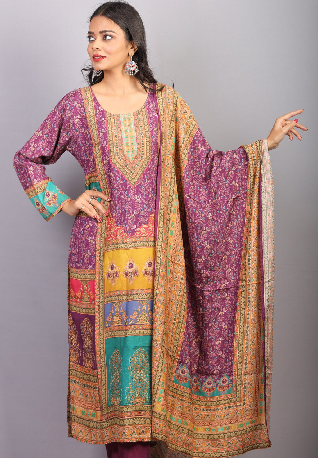 Mishy PURPLE kurti set with PREMIUM PRINT