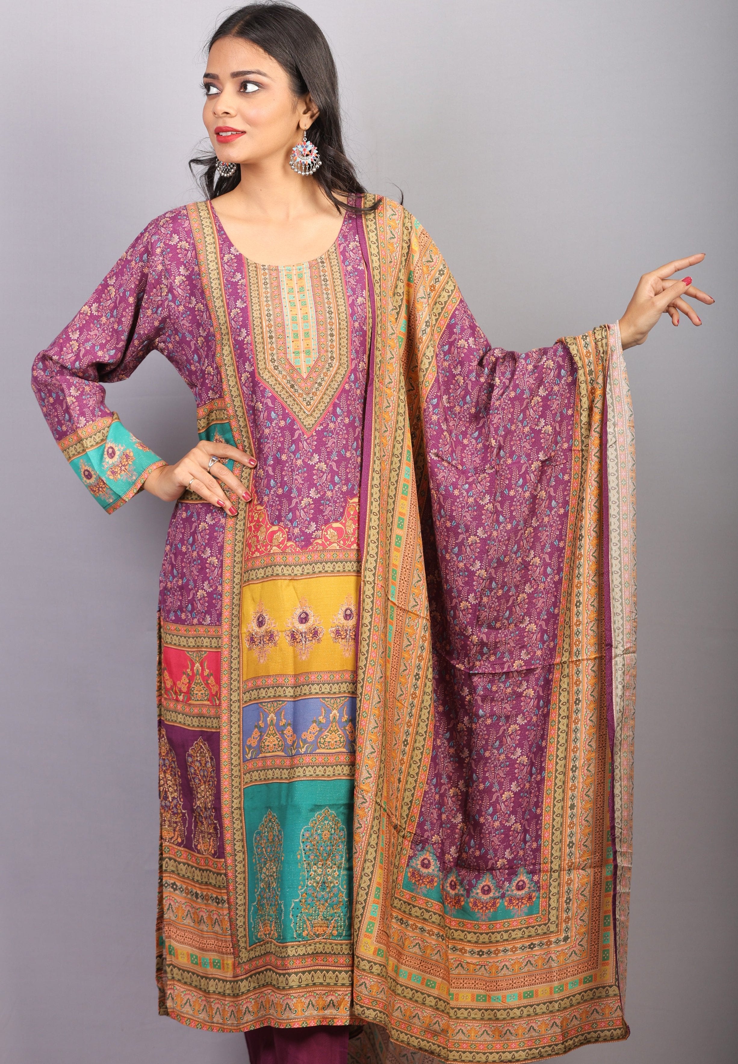 Mishy PURPLE kurti set with PREMIUM PRINT