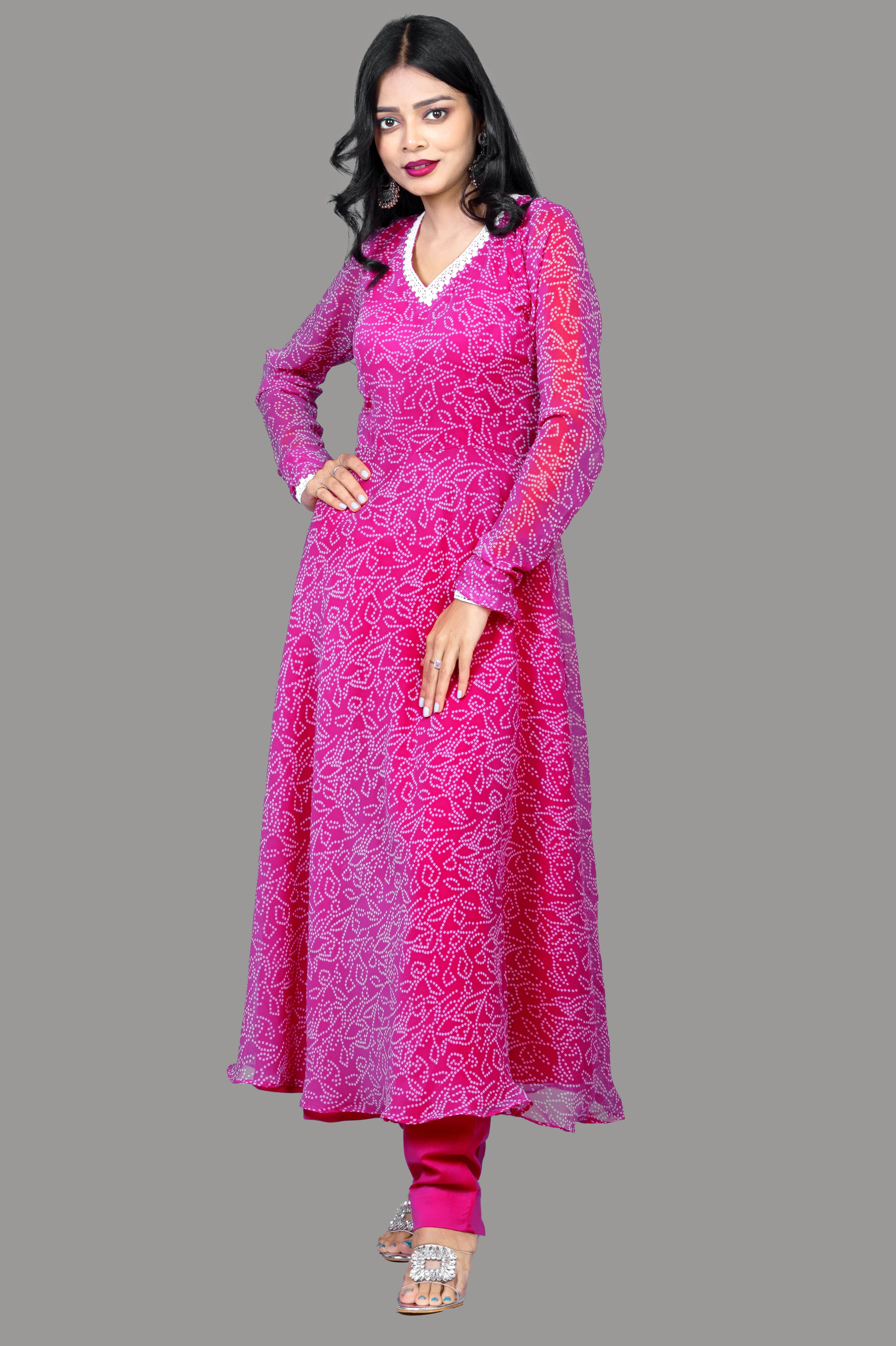 Pink Anarkali set