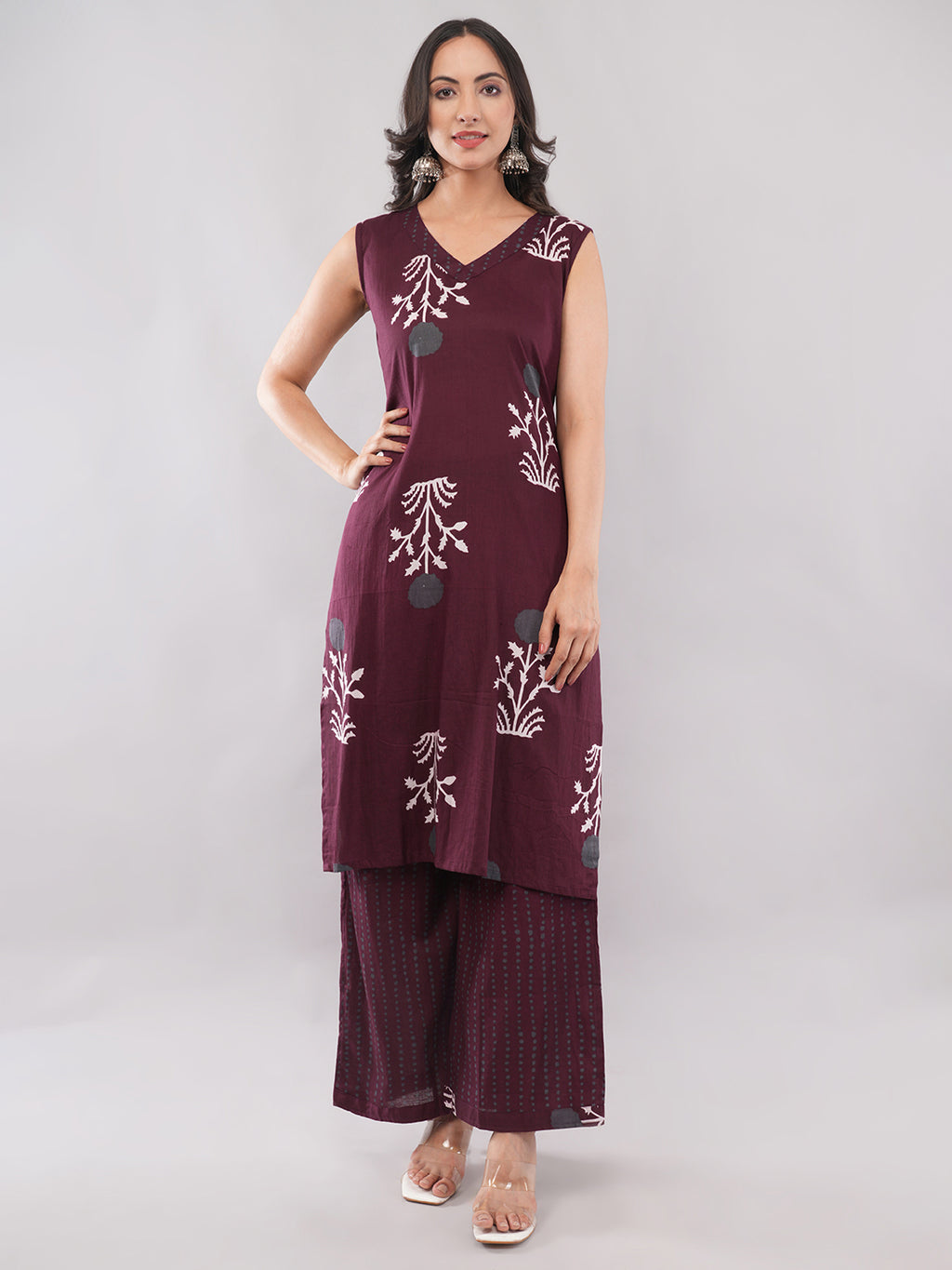 Cotton sleeveless kurti set