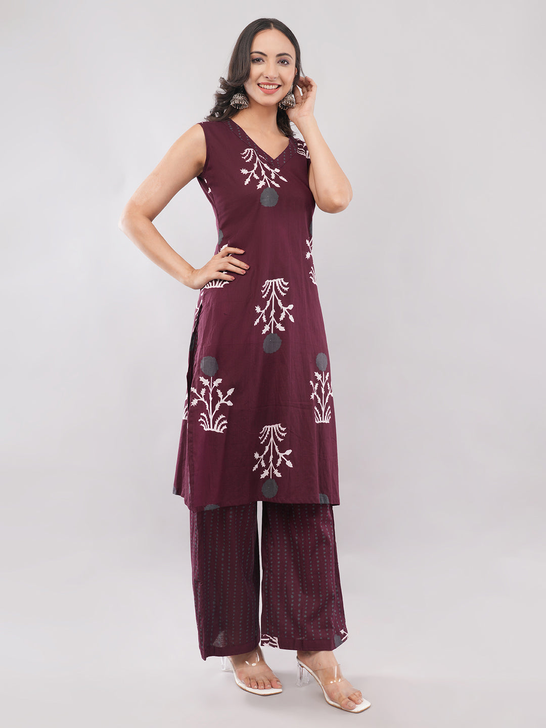 Cotton sleeveless kurti set