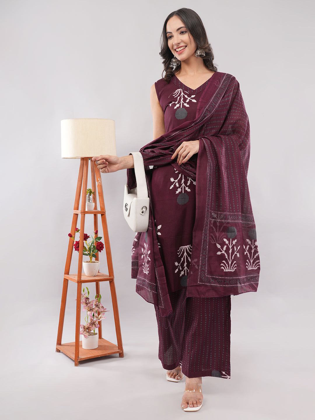 Cotton sleeveless kurti set