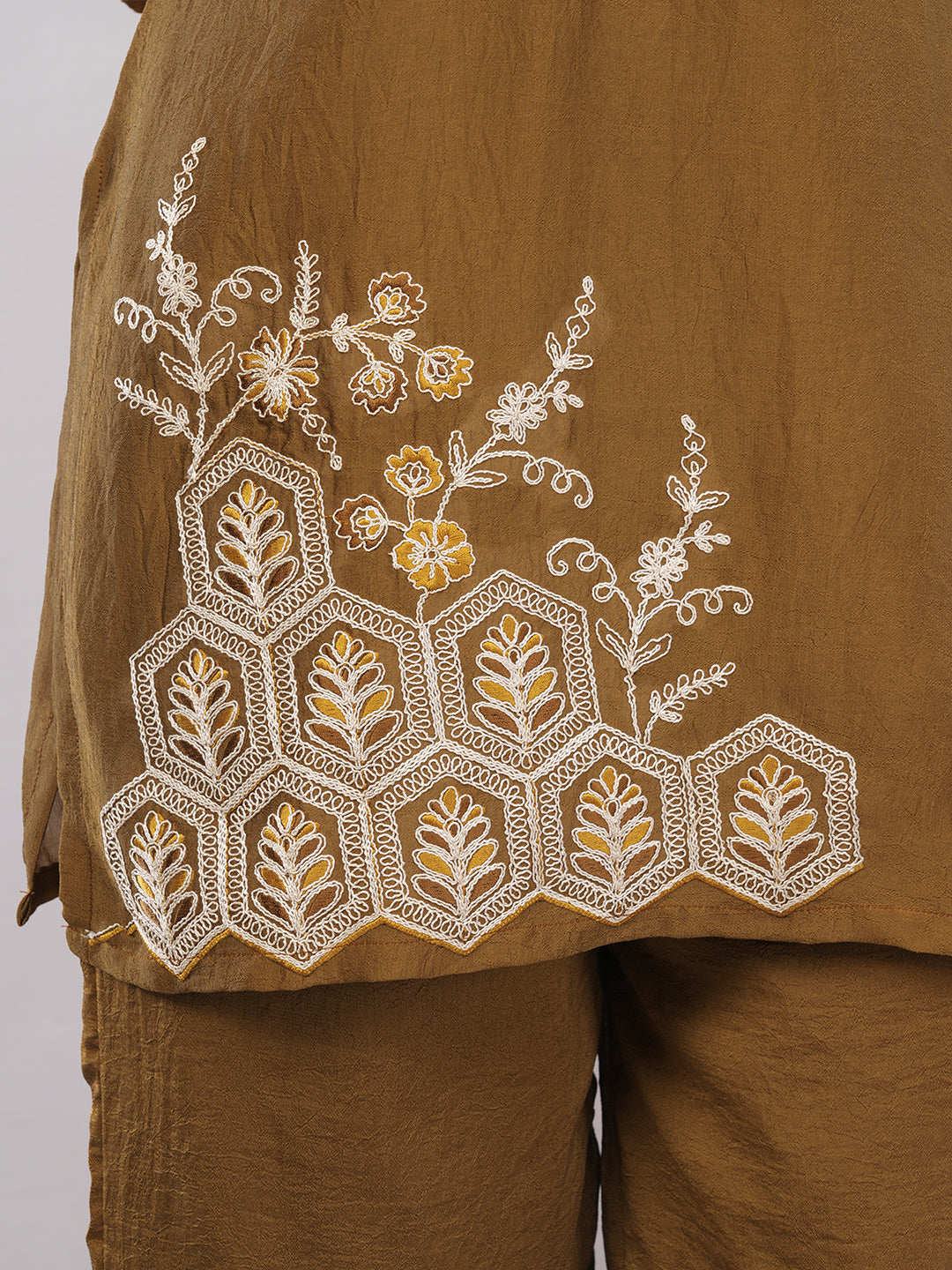 Bronze embroidered co ord set
