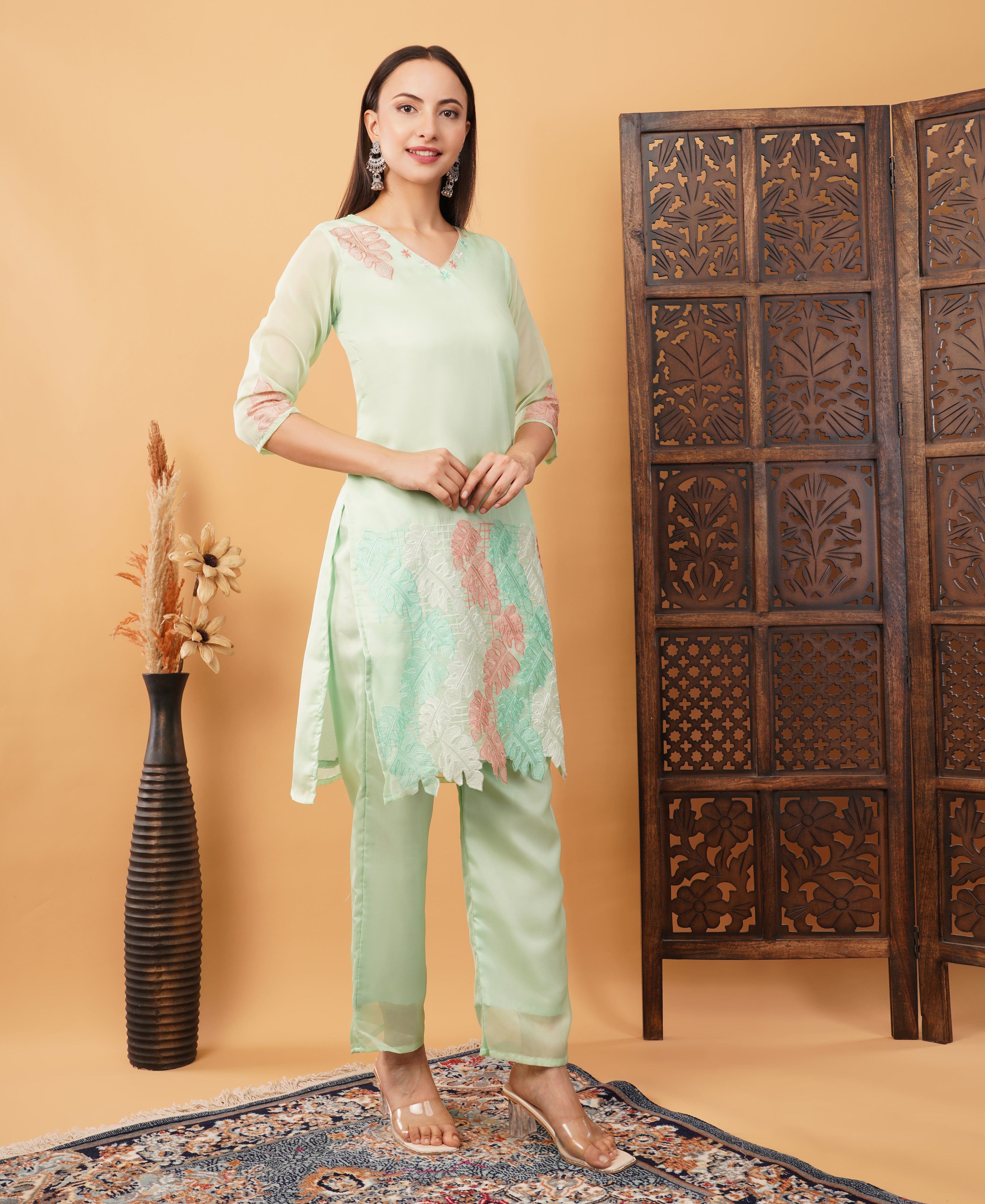 Organza embroidery co ord set