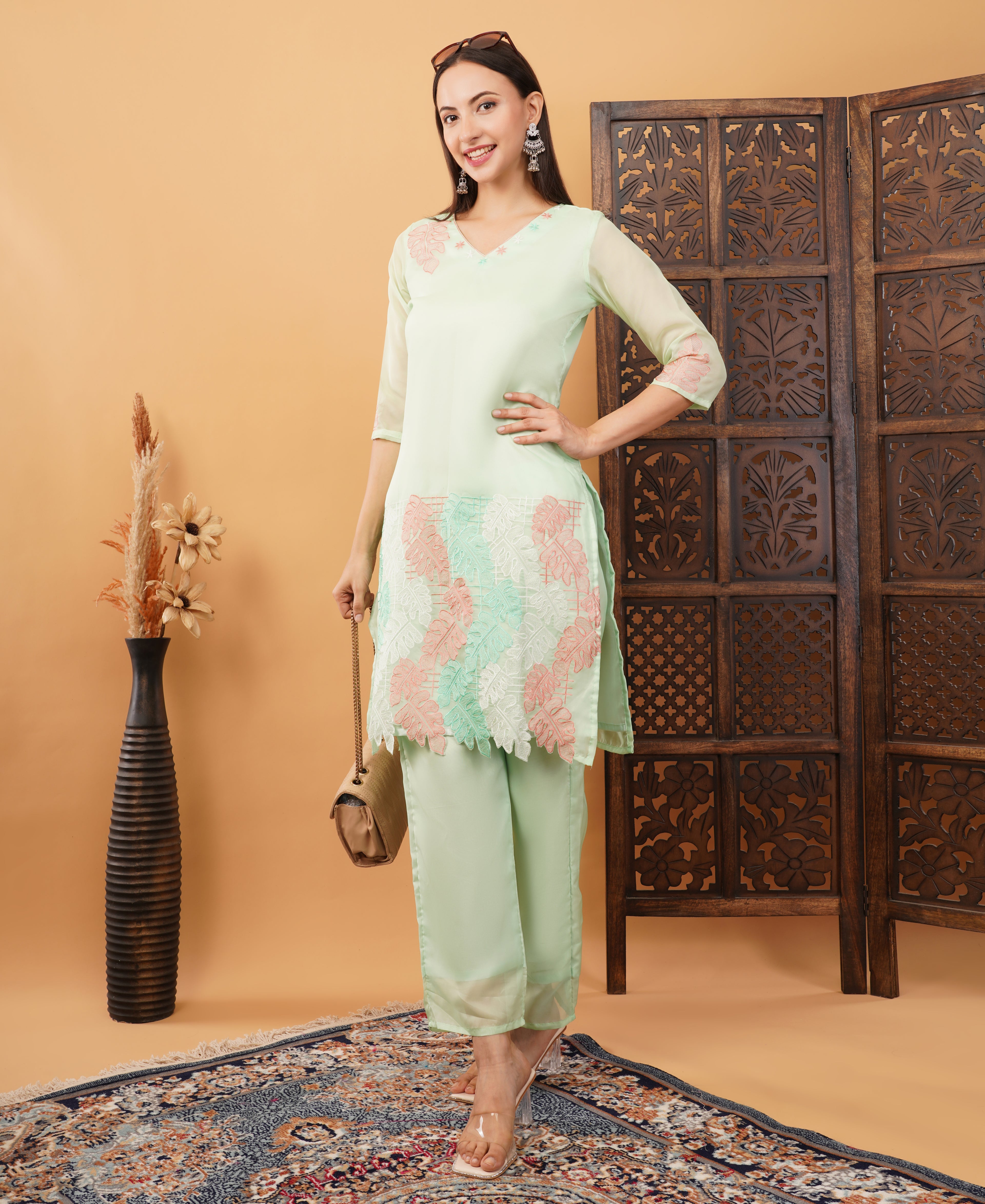 Organza embroidery co ord set