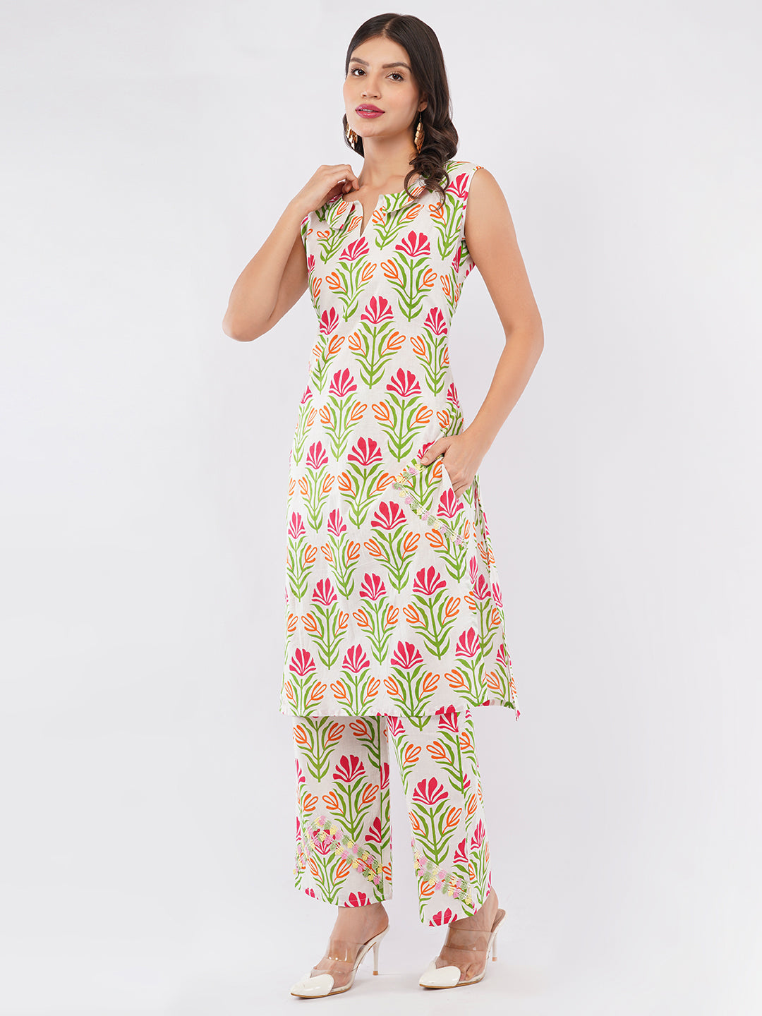Sleeveless kurti trouser set