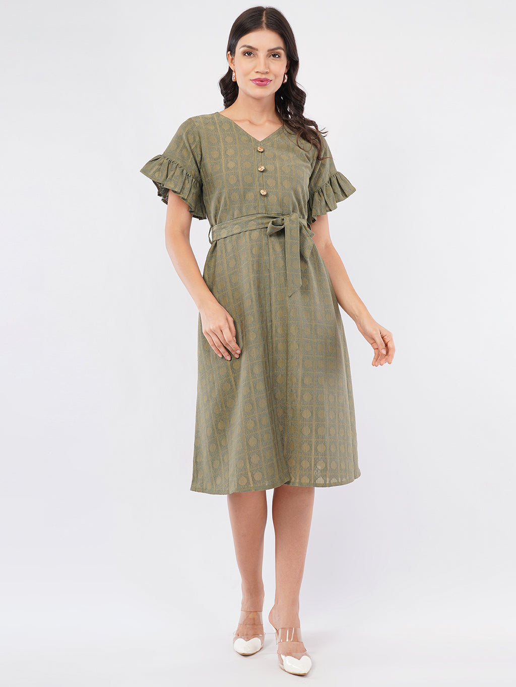 Olive green Midi dress