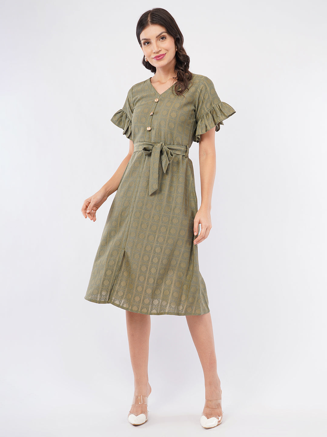 Olive green Midi dress