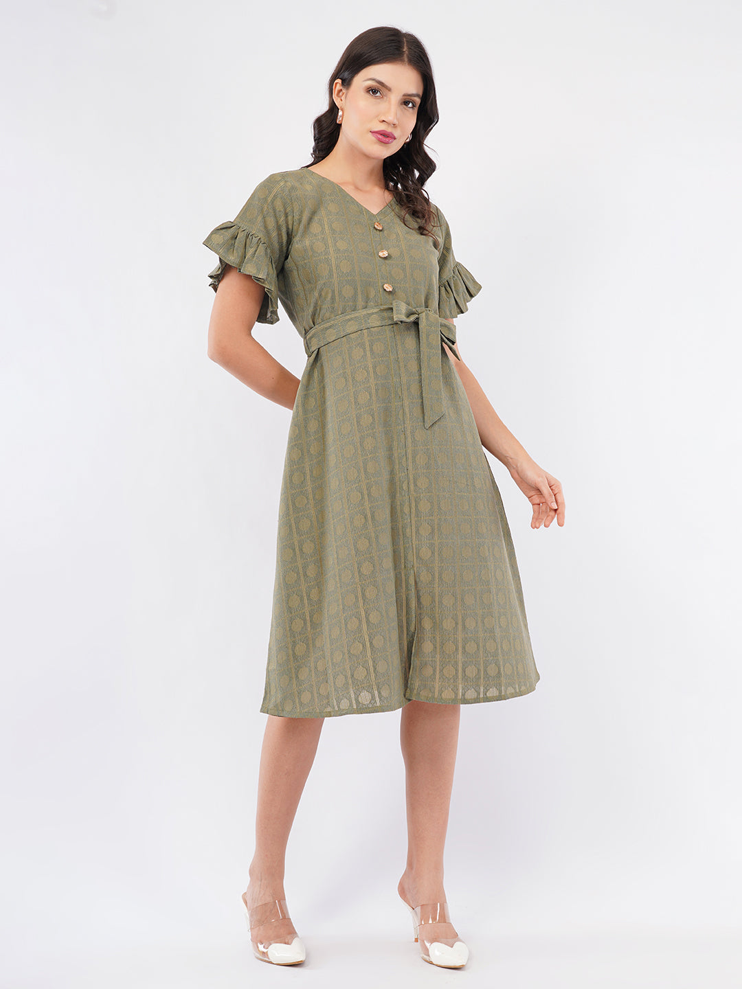 Olive green Midi dress