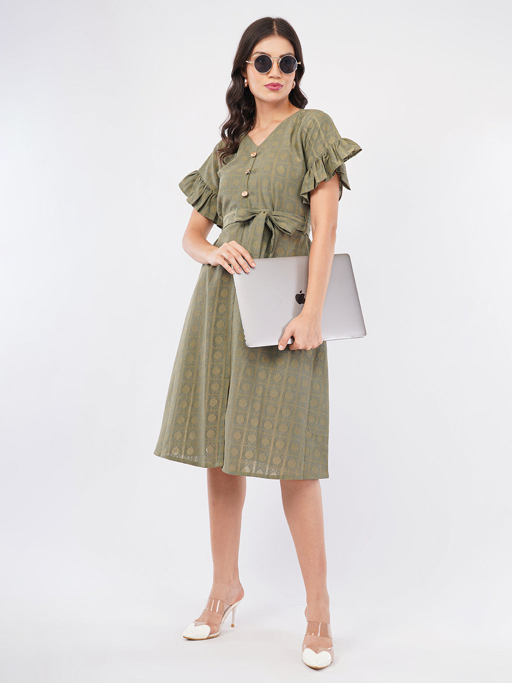 Olive green Midi dress