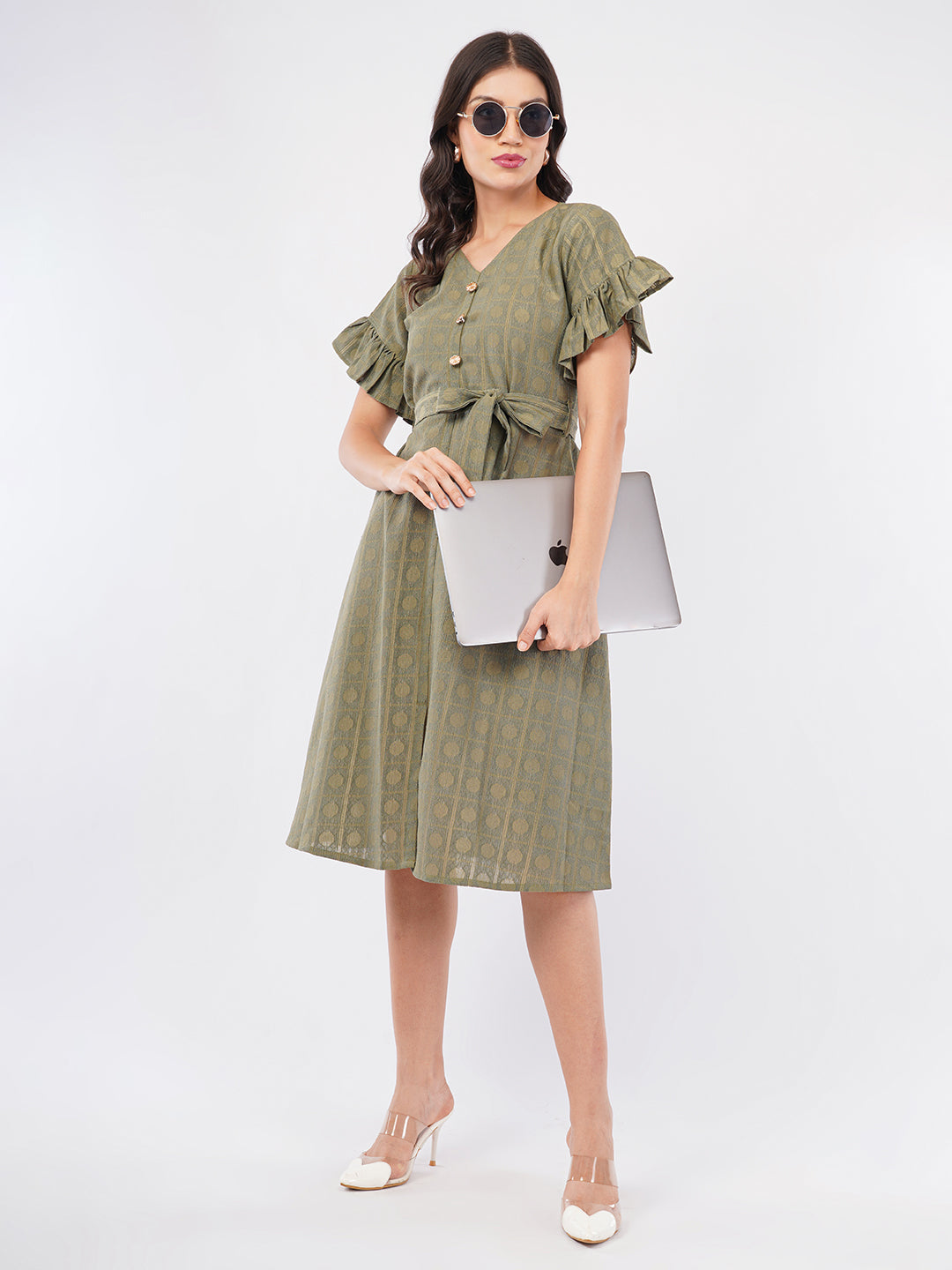 Olive green Midi dress