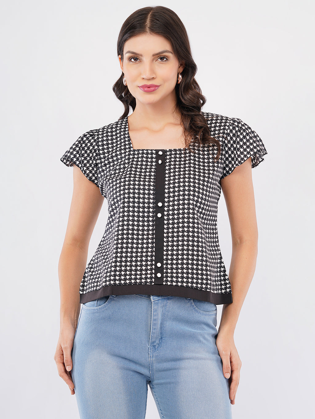 Chiffon Black white top
