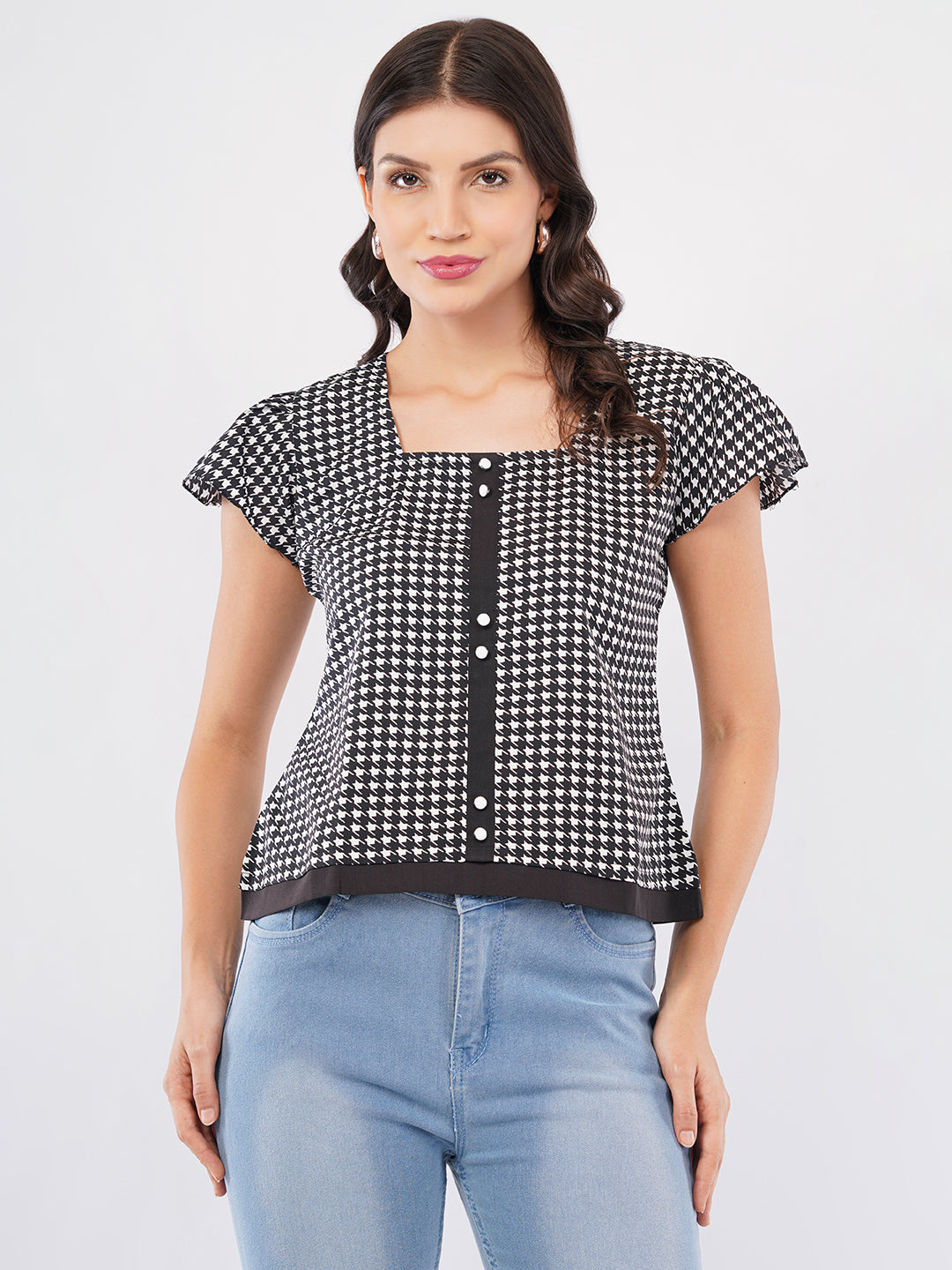 Chiffon Black white top