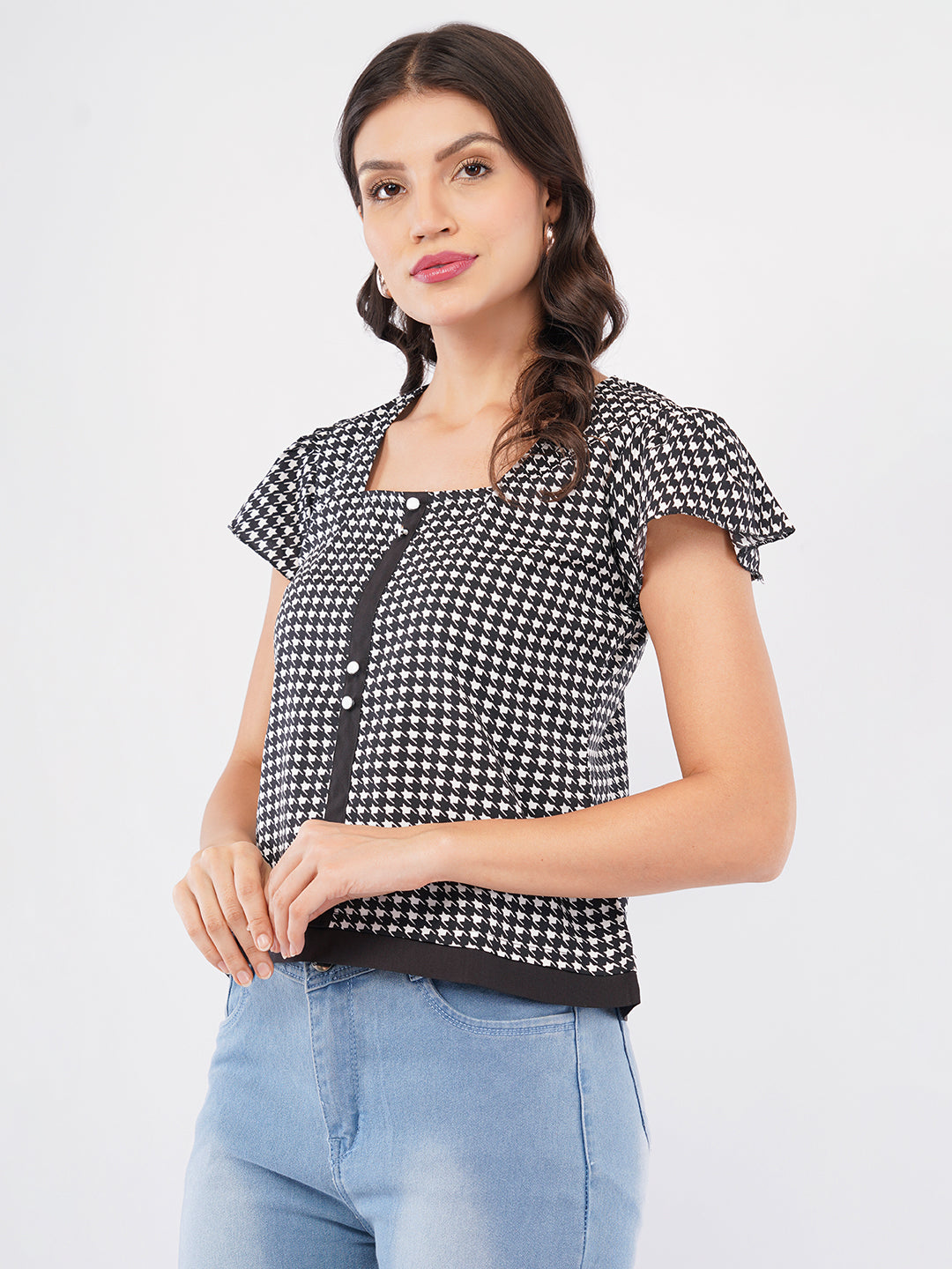 Chiffon Black white top