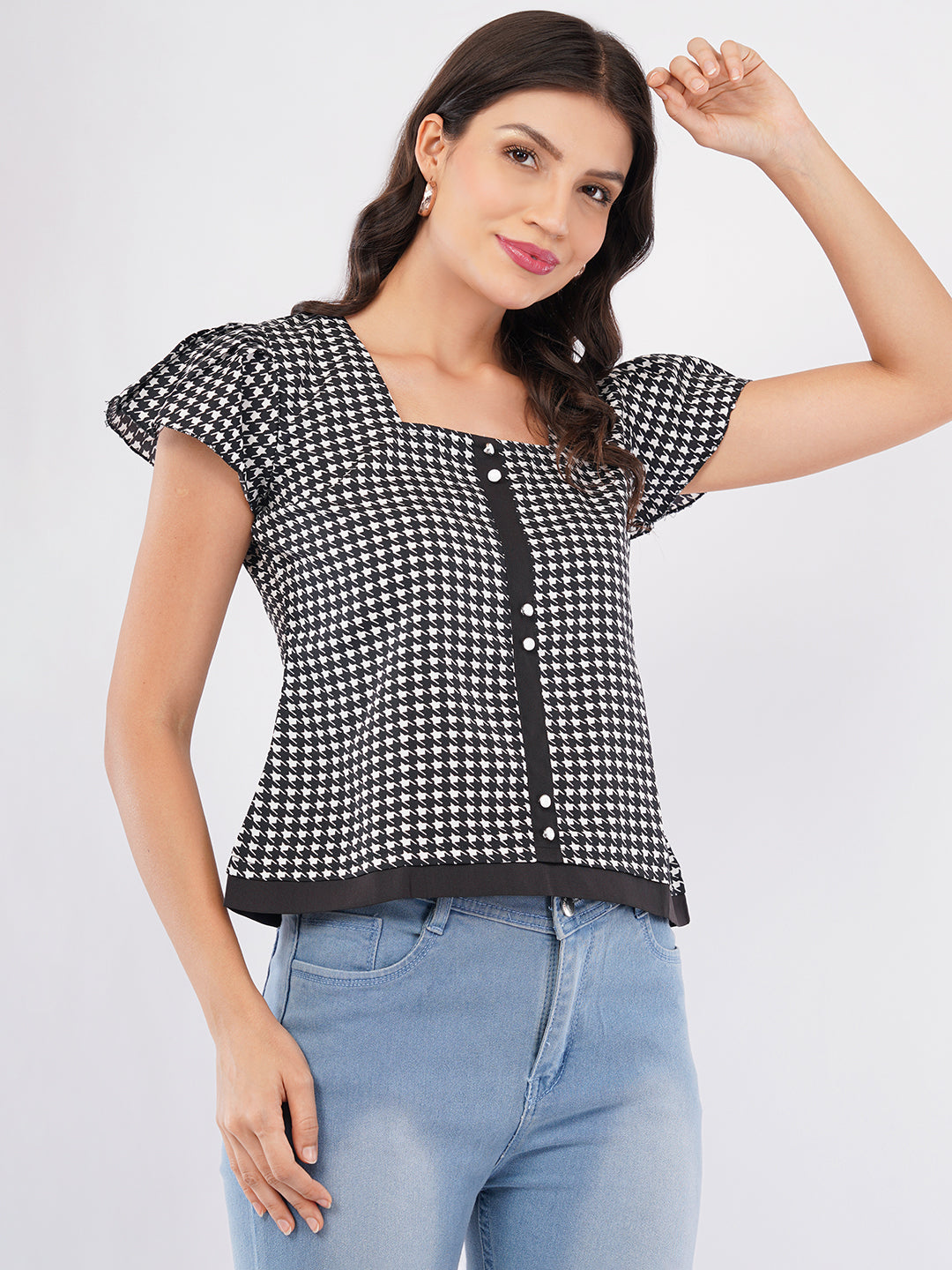 Chiffon Black white top