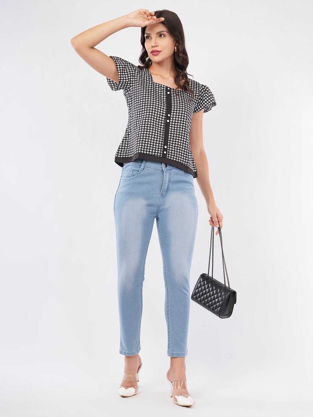Chiffon Black white top