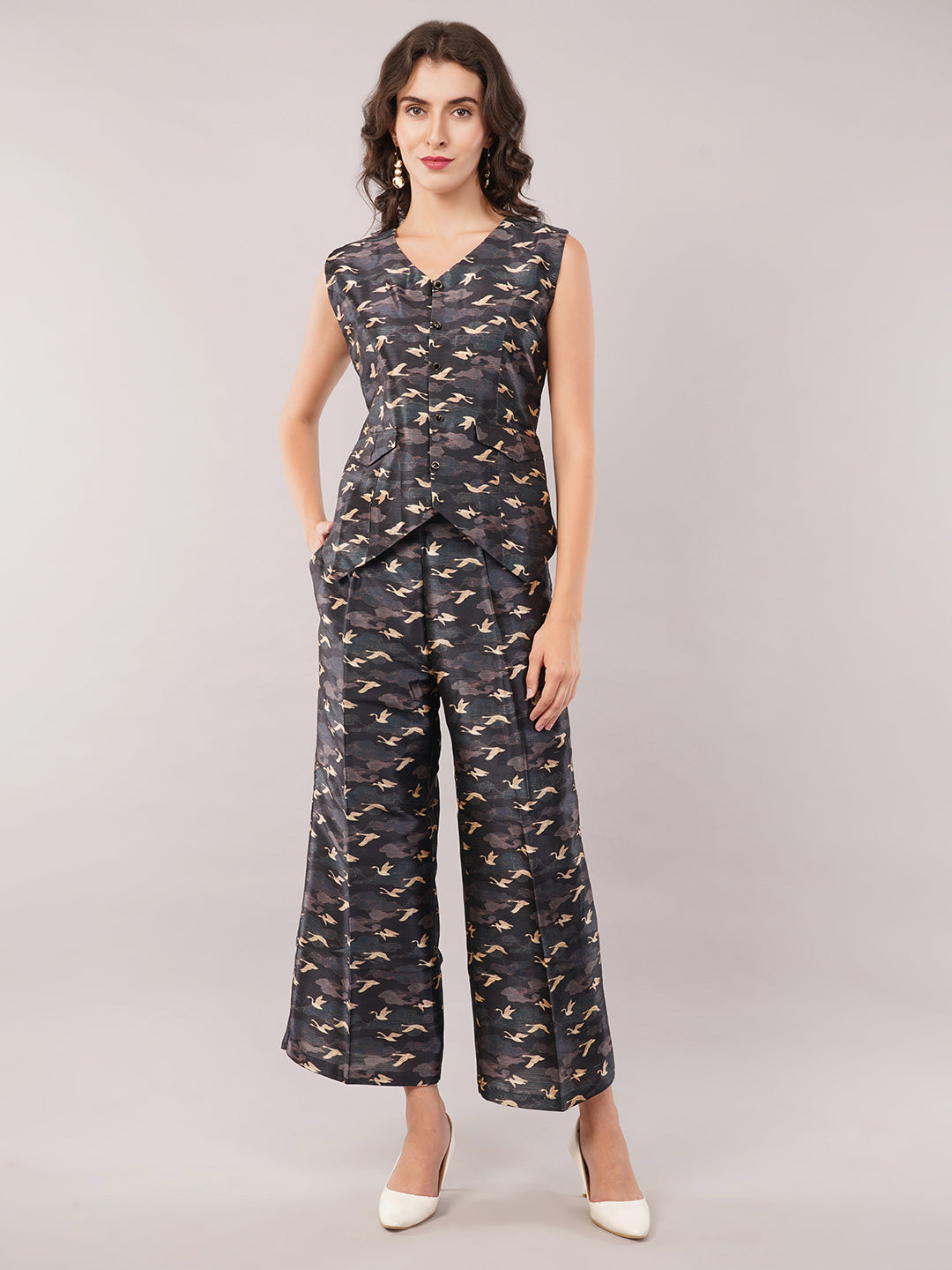 Silk waist coat with Flared pants