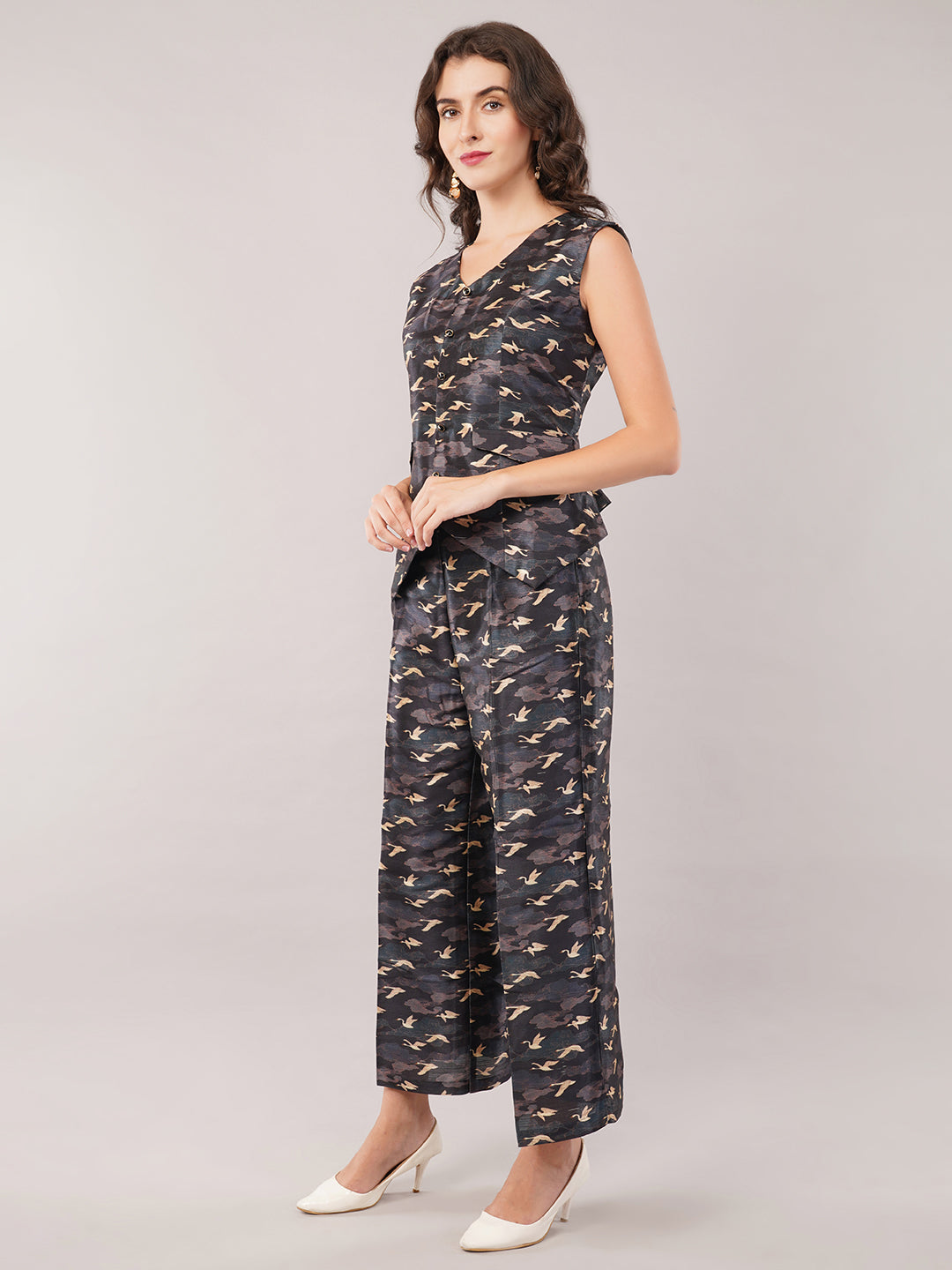 Silk waist coat with Flared pants