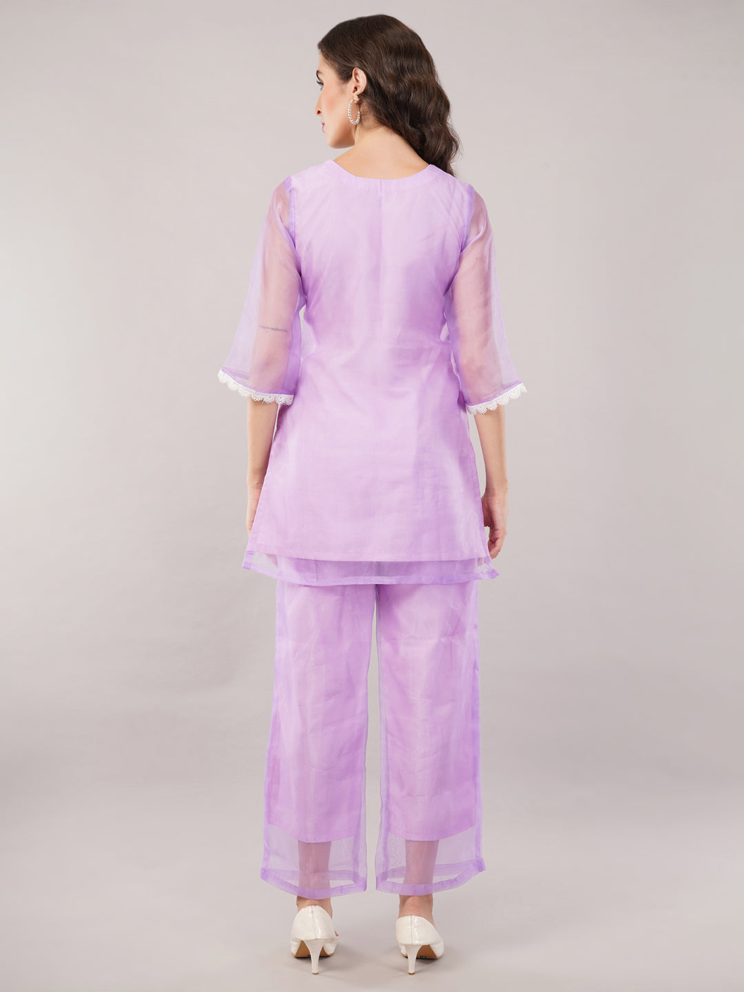 ORGANZA CO ORD SET WITH EMBROIDERY PATCH