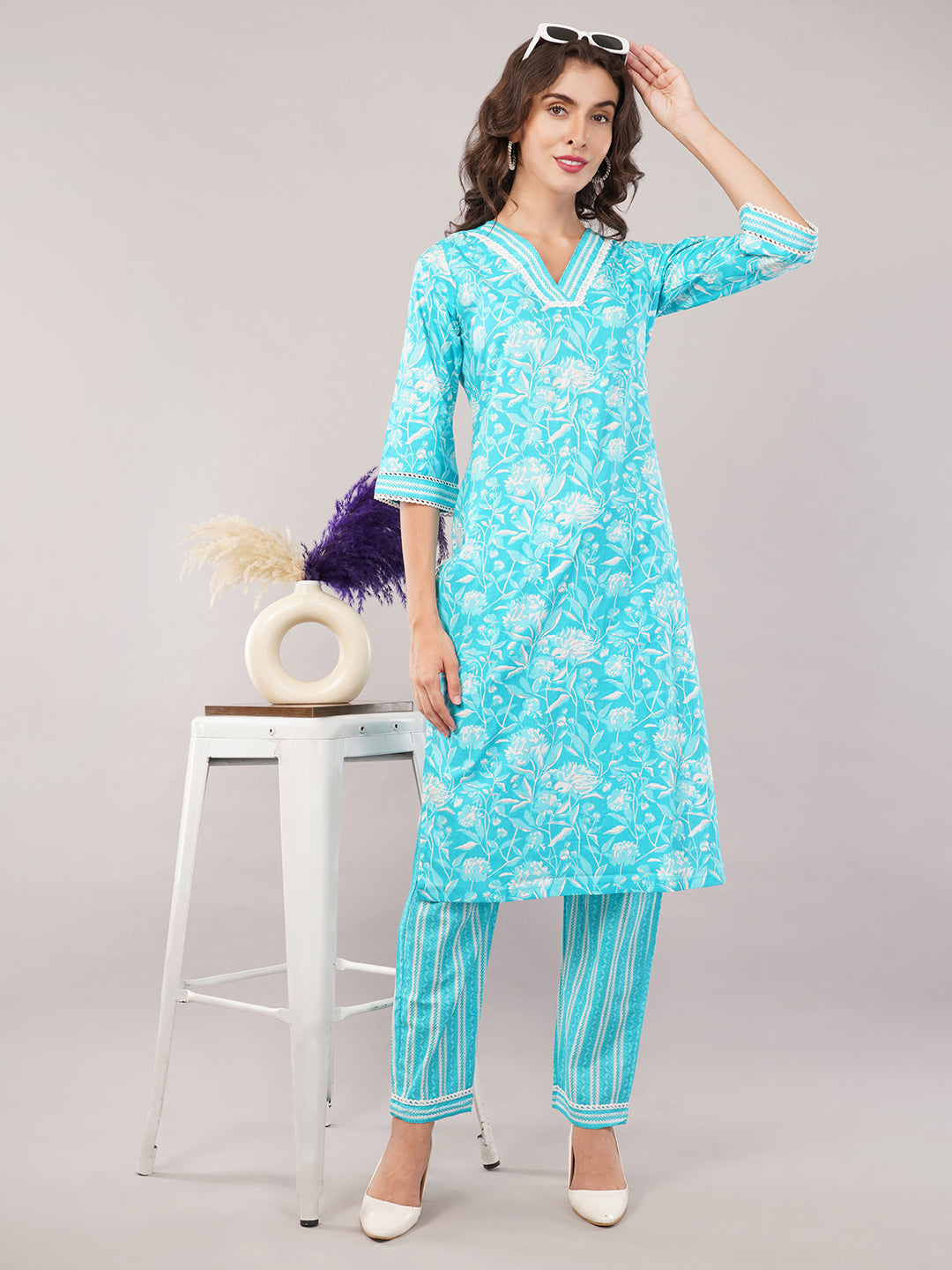 Cotton kurti & trouser set