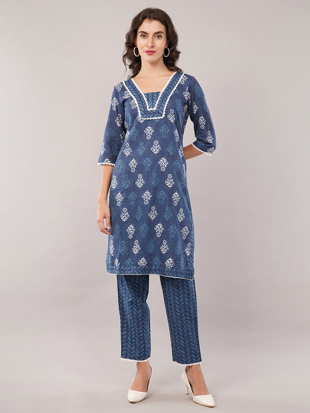 Katha indigo kurti with trouser