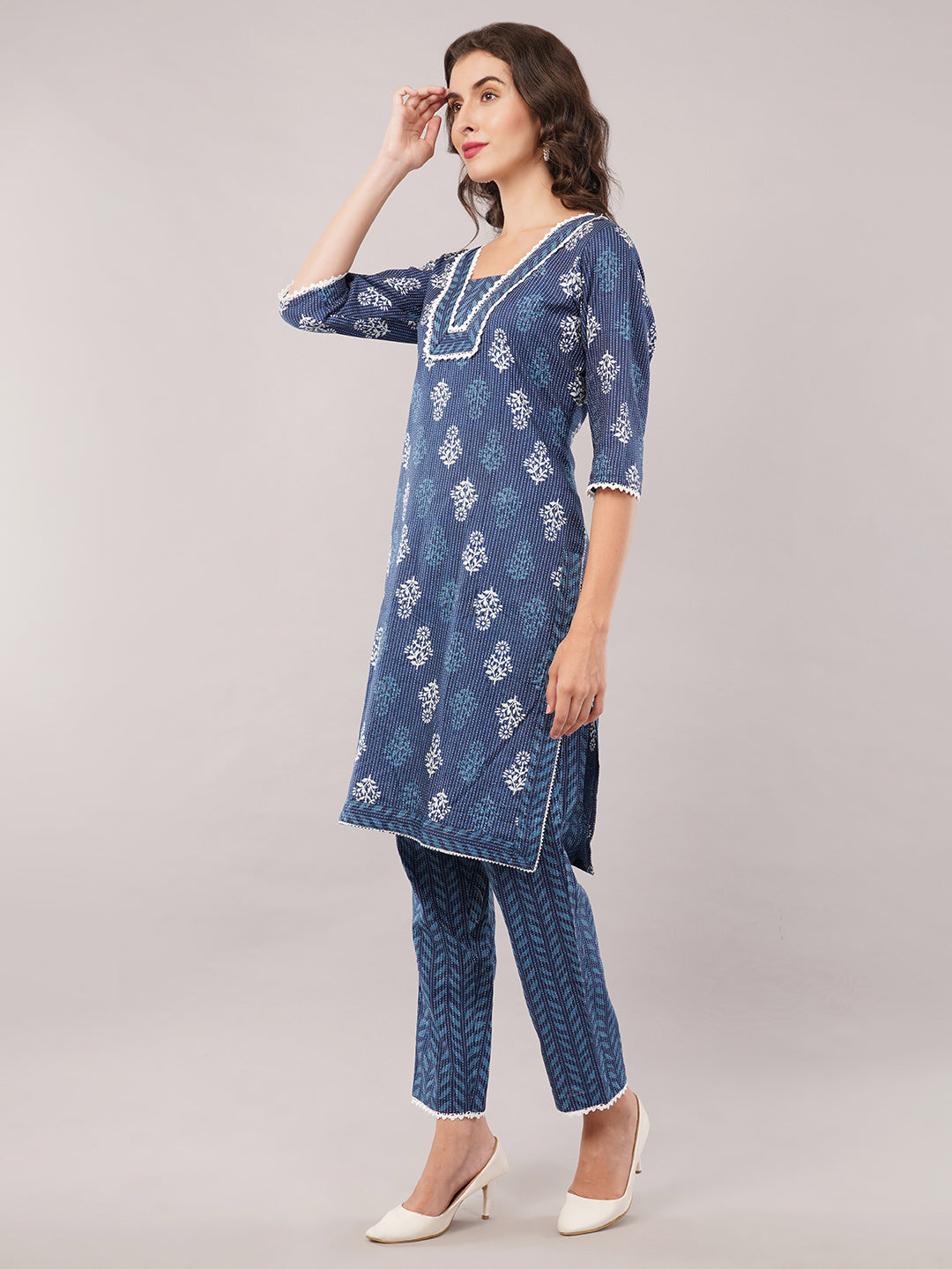 Katha indigo kurti with trouser